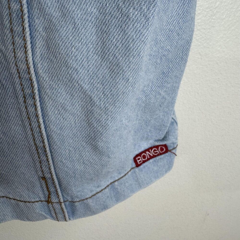 Vintage Bongo Dress Womens 5 Light Wash Denim Button Front Crossback Mini 90s - Picture 4 of 11